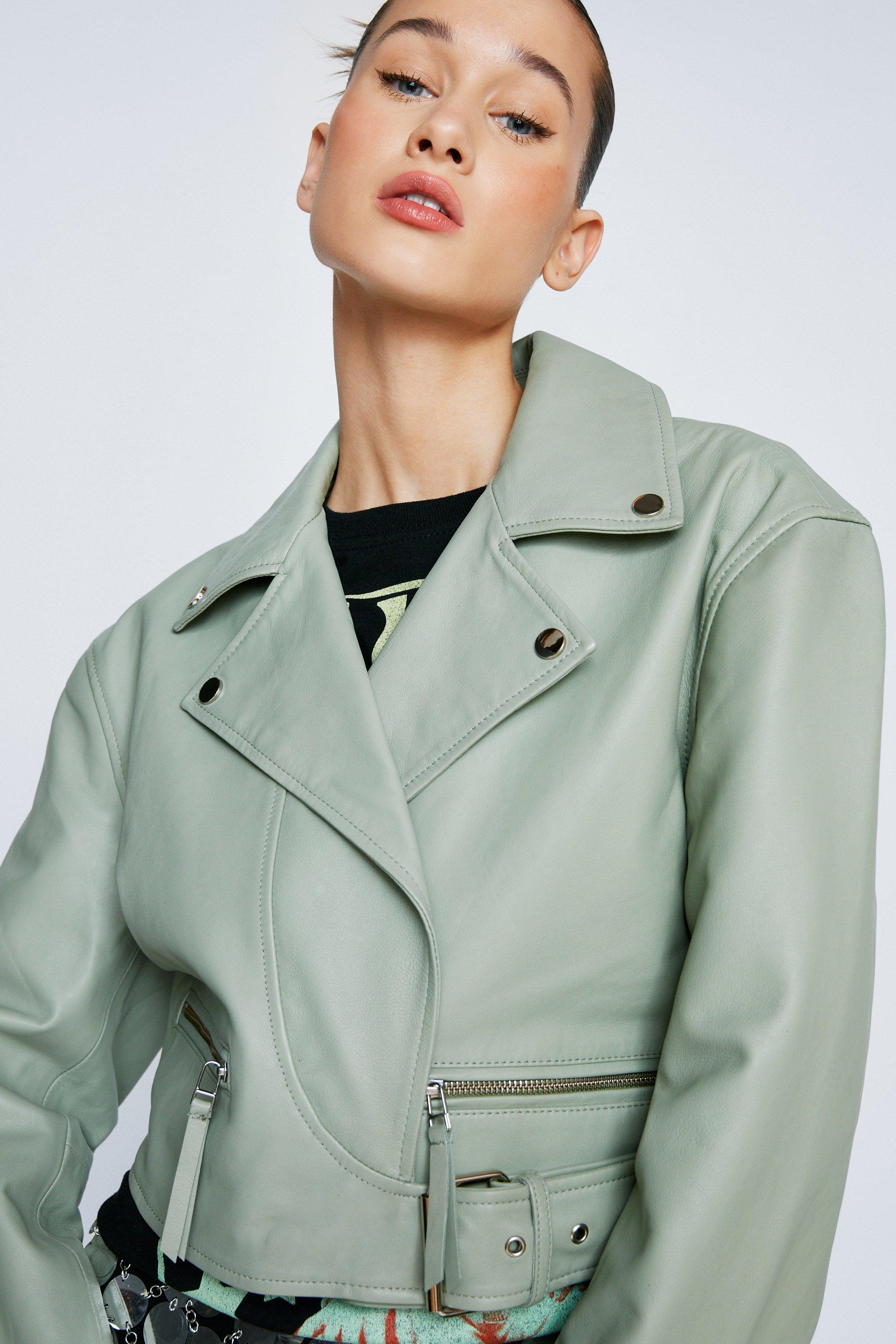 Mint green 2025 biker jacket